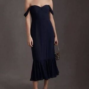 NWT BHLDN Munroe Georgette Dress Midnight Blue
